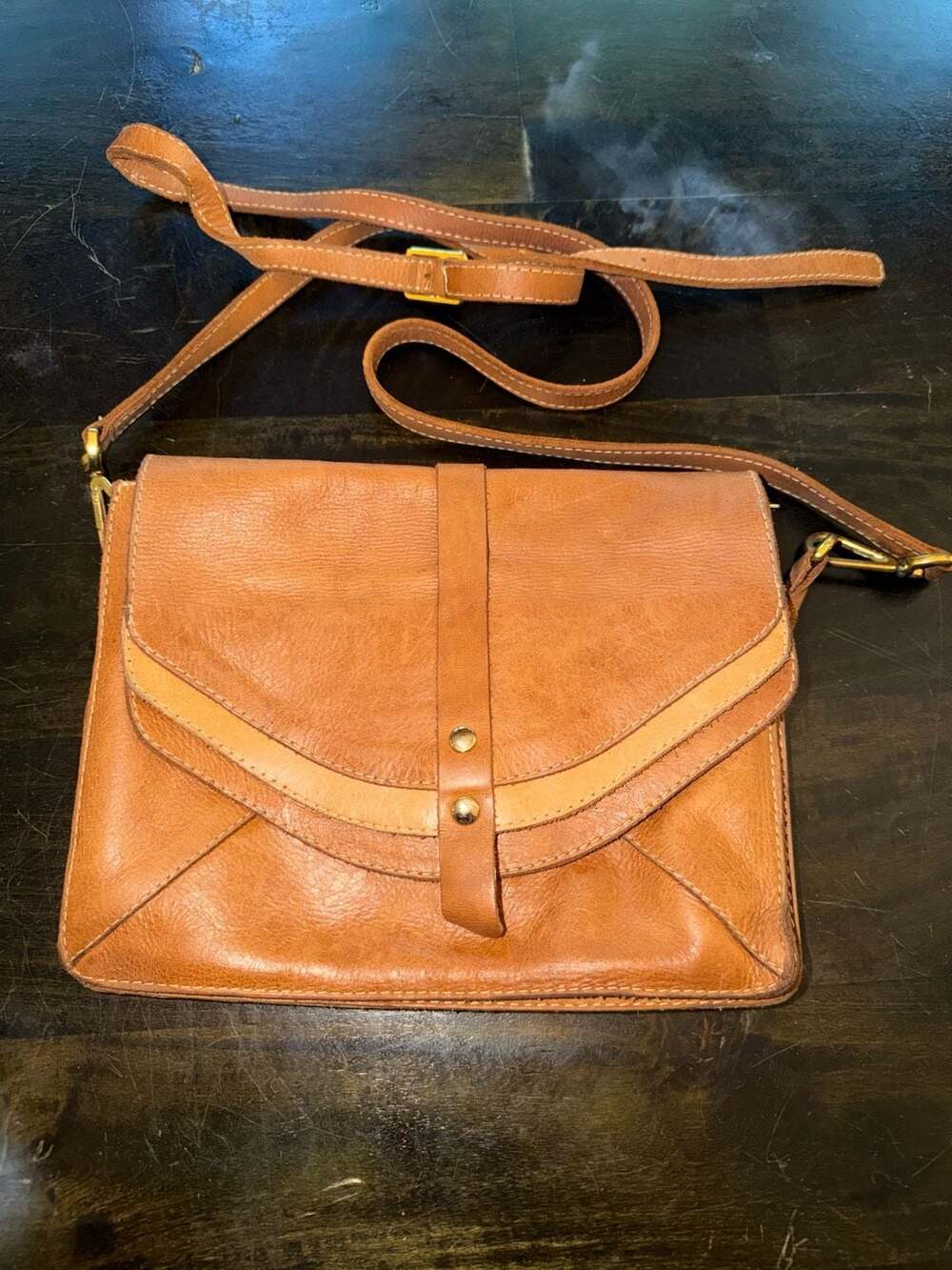 Sseko Designs Leather Flap Crossbody Bag Brown